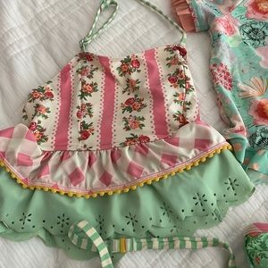 Matilda Jane swim set.  Rash guard, bikini top, halter top and bottoms.